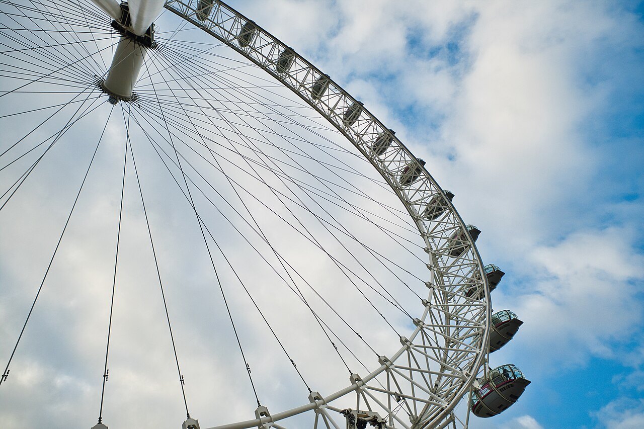 The Eye's spokes and cabins seen from directly beneath the wheel