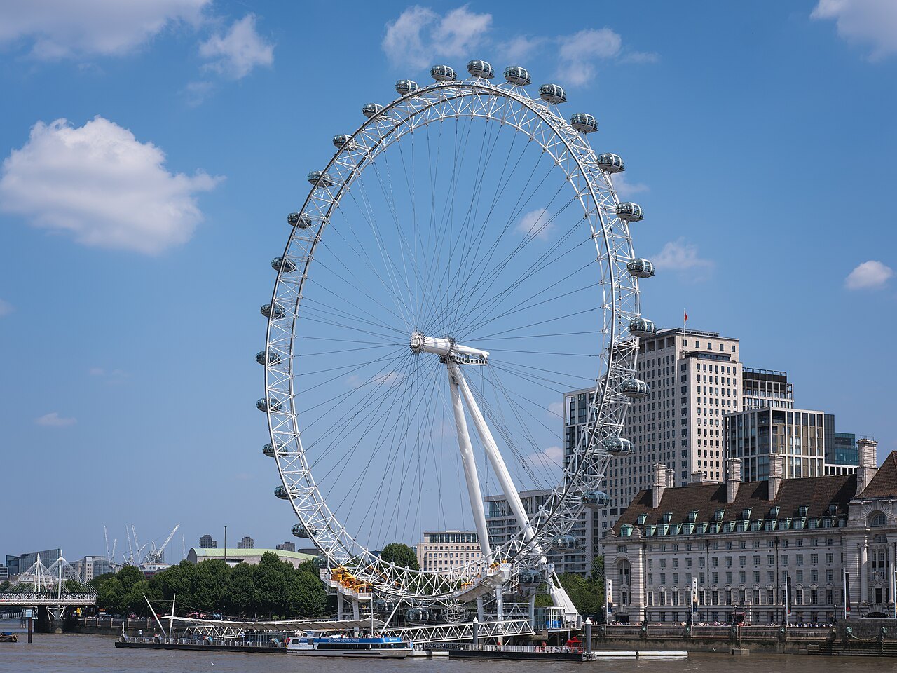 The London Eye and the buildings of the South Bank across the river